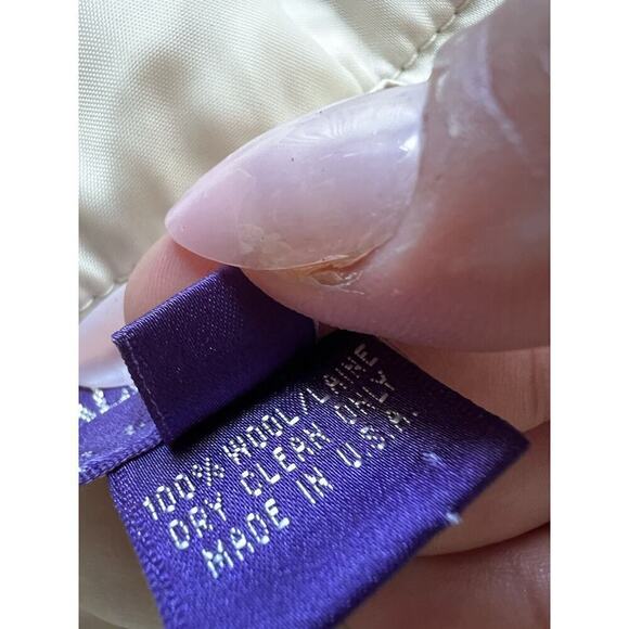 Ralph Lauren Purple Label Wool Trousers Cuffed Size 12 Cream Beige - Picture 8 of 9